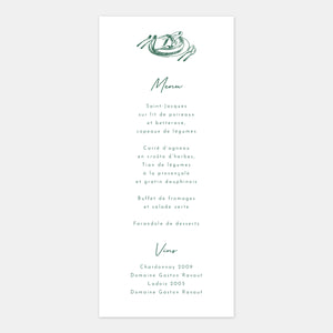 Menu de mariage gravure montagne