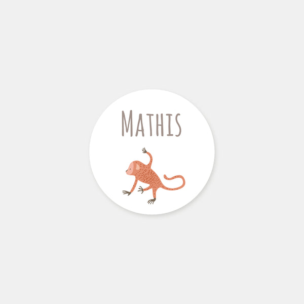 Personalized jungle monkey birth stickers - 48ex