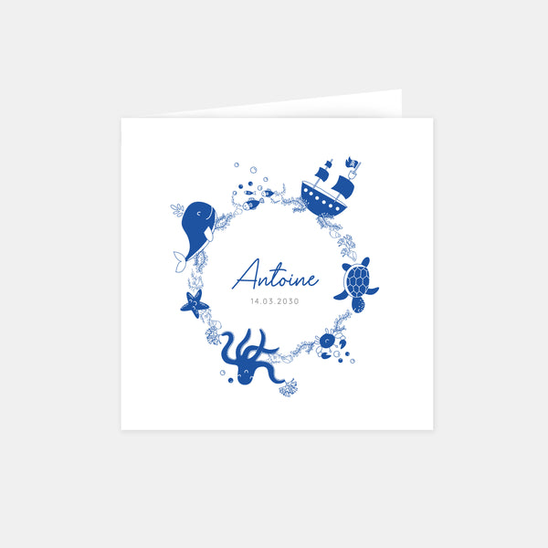 Faire-part naissance couronne marine