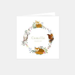 Birth announcement forest animals