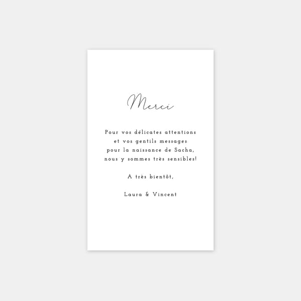 Classic birth thank you card
