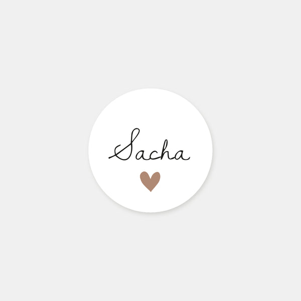 Personalized small heart birth stickers - 48ex