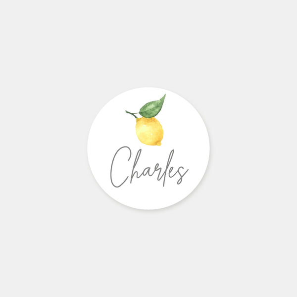 Personalized watercolor lemon birth stickers - 48ex