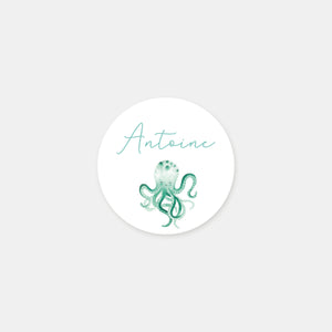 Stickers personnalisés naissance petite pieuvre- 48ex
