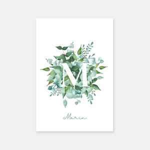 Botanical watercolor birth announcement