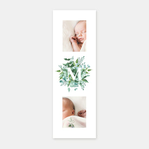 Birth announcement botanical watercolor bookmark