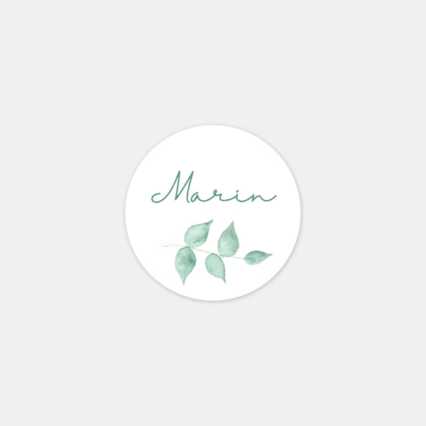 Personalized botanical watercolor birth stickers - 48ex