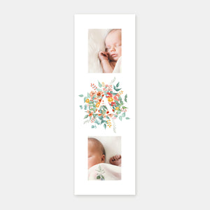 Birth announcement watercolor bouquet bookmark