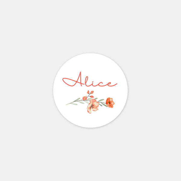 Personalized watercolor bouquet birth stickers - 48ex