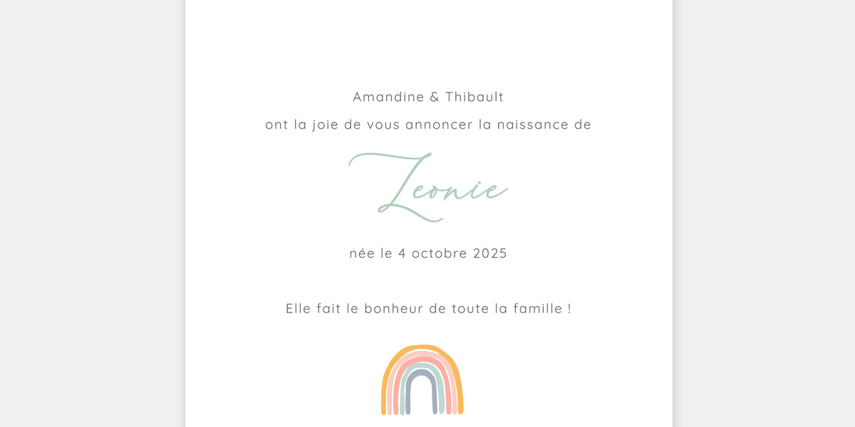Faire-part de naissance arc en ciel - Studio 48 – L'Art du Papier Paris