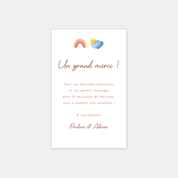 Mobile watercolor birth thank you card