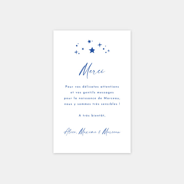 Starry night birth thank you card