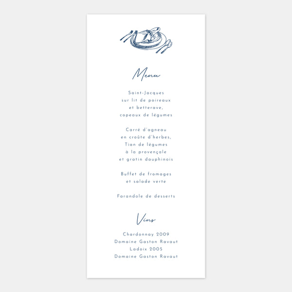 Menu de mariage gravure Paris