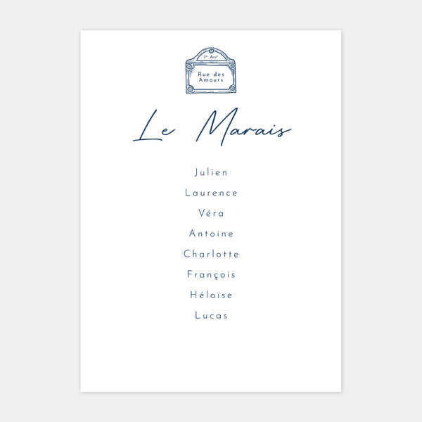 Plan de table de mariage gravure Paris - 5ex