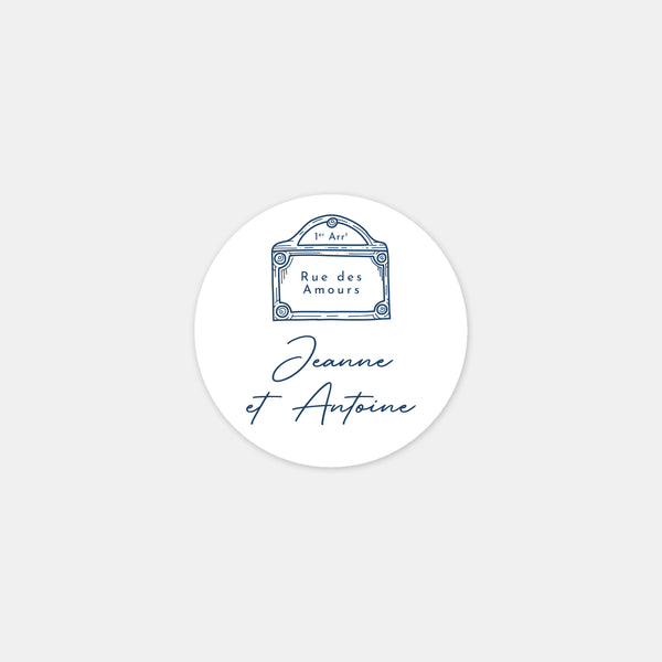 Personalized wedding stickers engraving Paris