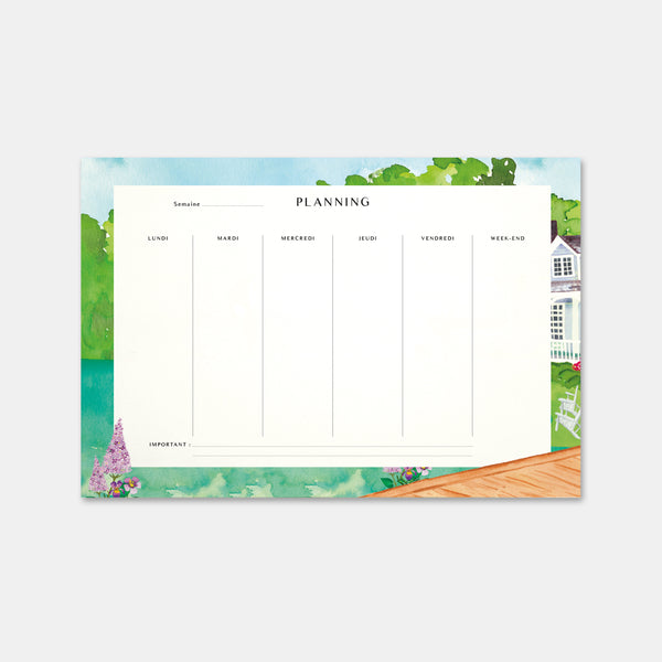 Weekly planner at the Lake House