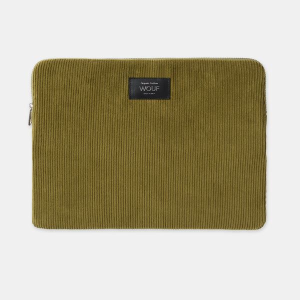 Housse pour ordinateur 13 et 14 pouces velours - Olive