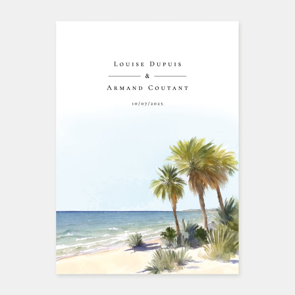 Aquarell tropische Strandhochzeitseinladung