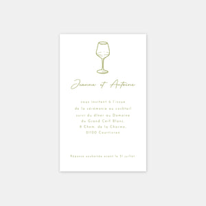 Wedding invitation card vineyard engraving