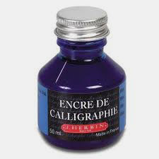 bouteille 50 ml encre de calligraphie bleu