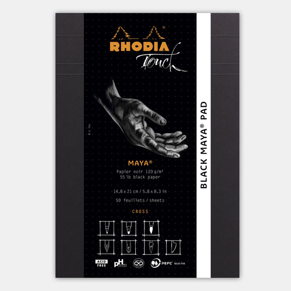 Maya-Block, A5, Kreuz und Punkt, schwarzes Papier, 120 g/m²