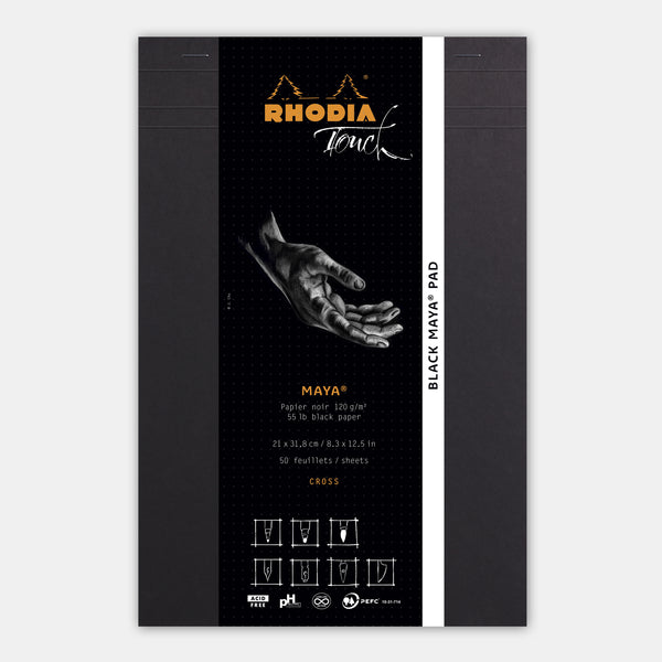 Maya-Block, A4+, Kreuz- und Punktmuster, schwarzes Papier, 120 g/m²