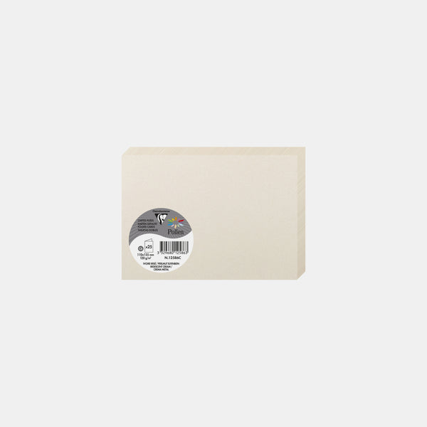 Vorgefaltete Karte 110 x 210 schillernd, 210 g, elfenbeinfarben, schillernd, Pollen
