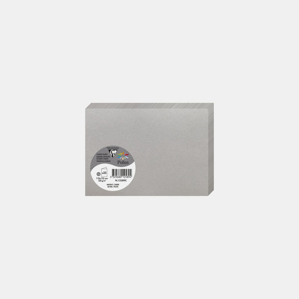 Vorgefaltete Karte 110x210 schillernd 210g Silber Pollen