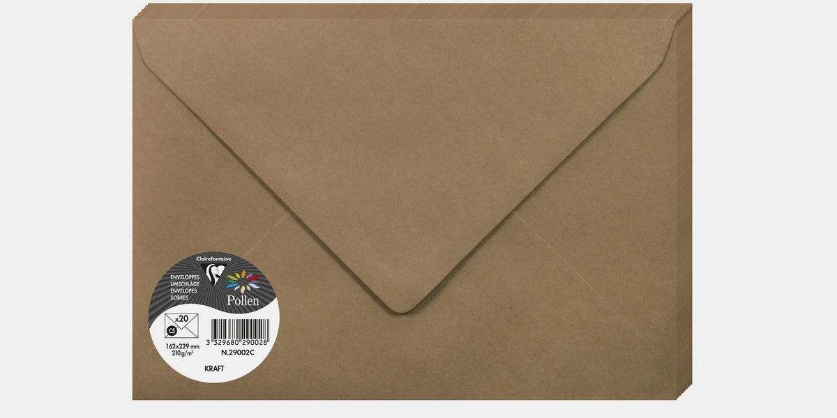 Enveloppe rectangle A5 162x229 mm kraft Pollen de Clairefontaine