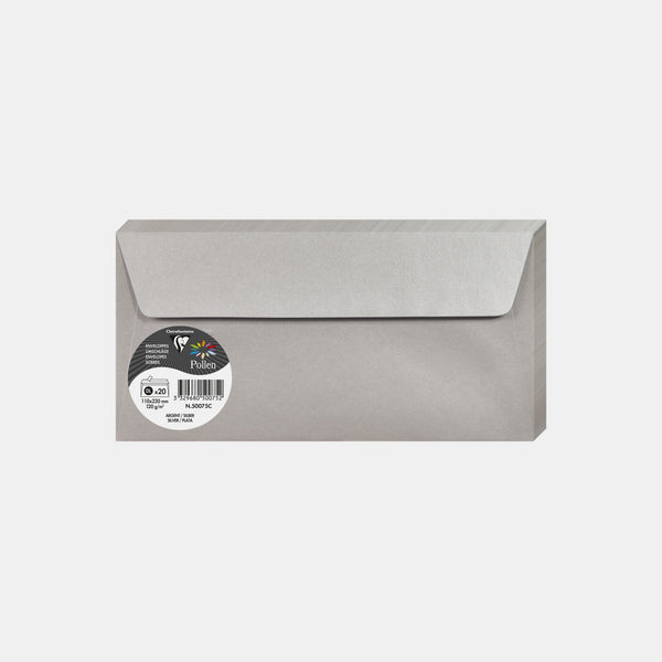Umschlag 110x220 schillernd 120g Silber Pollen