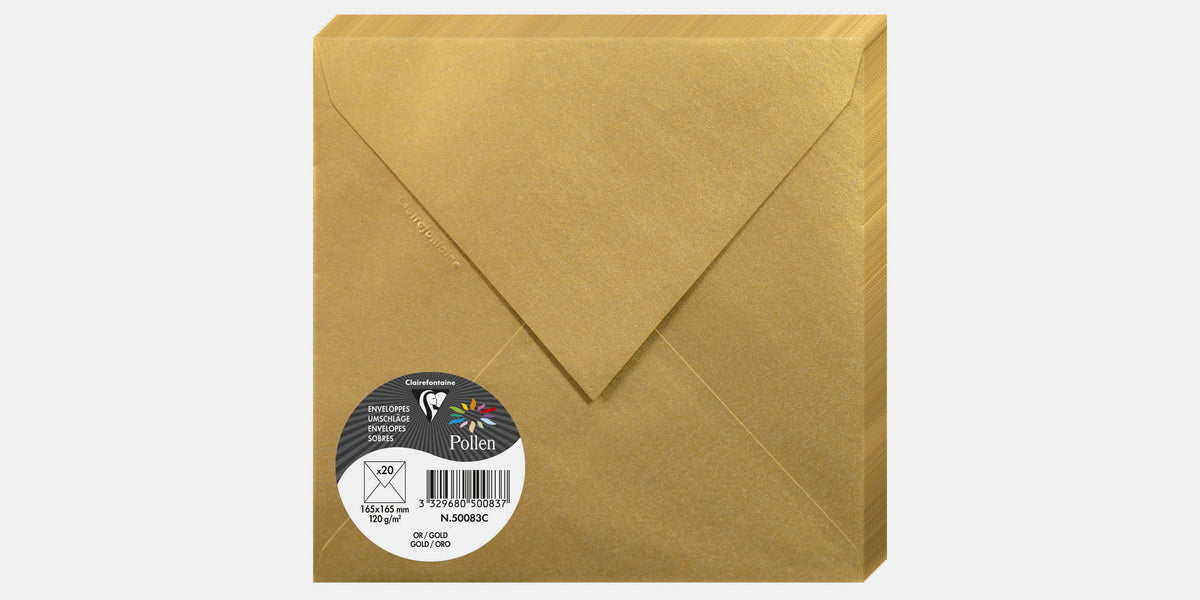 20 enveloppes Pollen 165x165 mm - Blanc irisé - Cartons d'Invitation -  Préparer la Fête - Fêtes et anniversaires