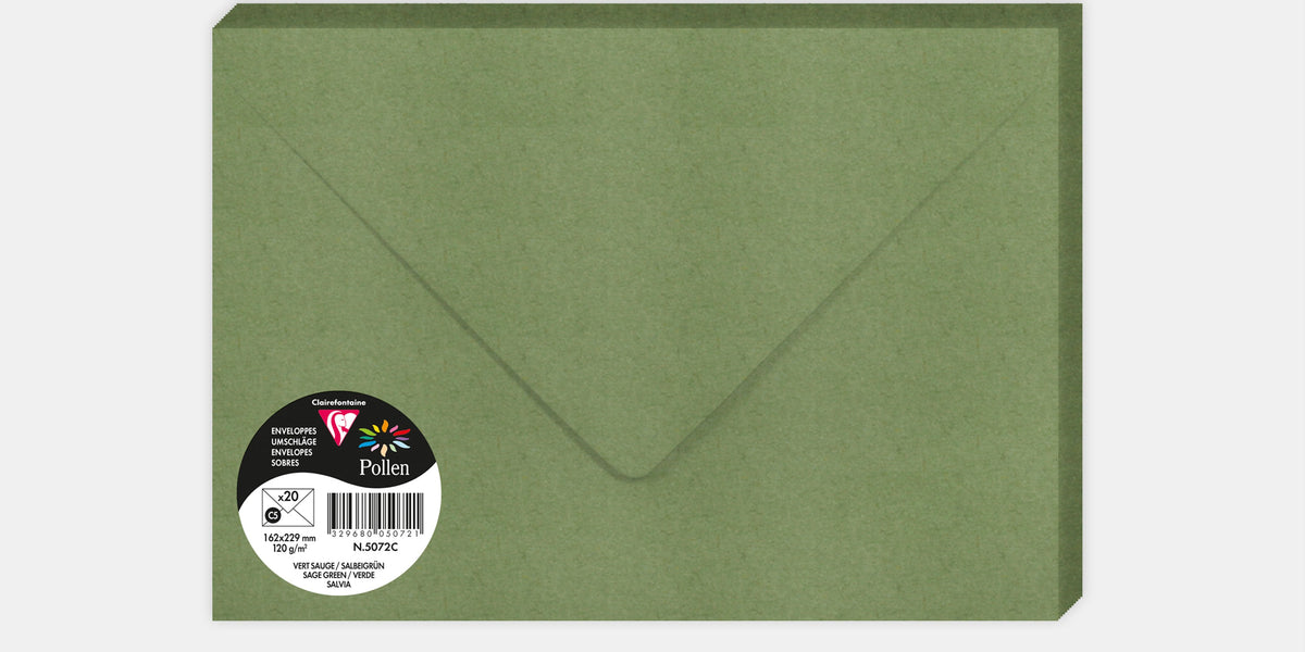 Enveloppe 162x229 velin 120g vert sauge Pollen Calirefontaine – L