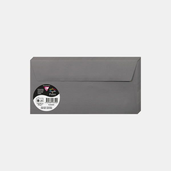 Enveloppe 110x220 velin 120g gris acier Pollen