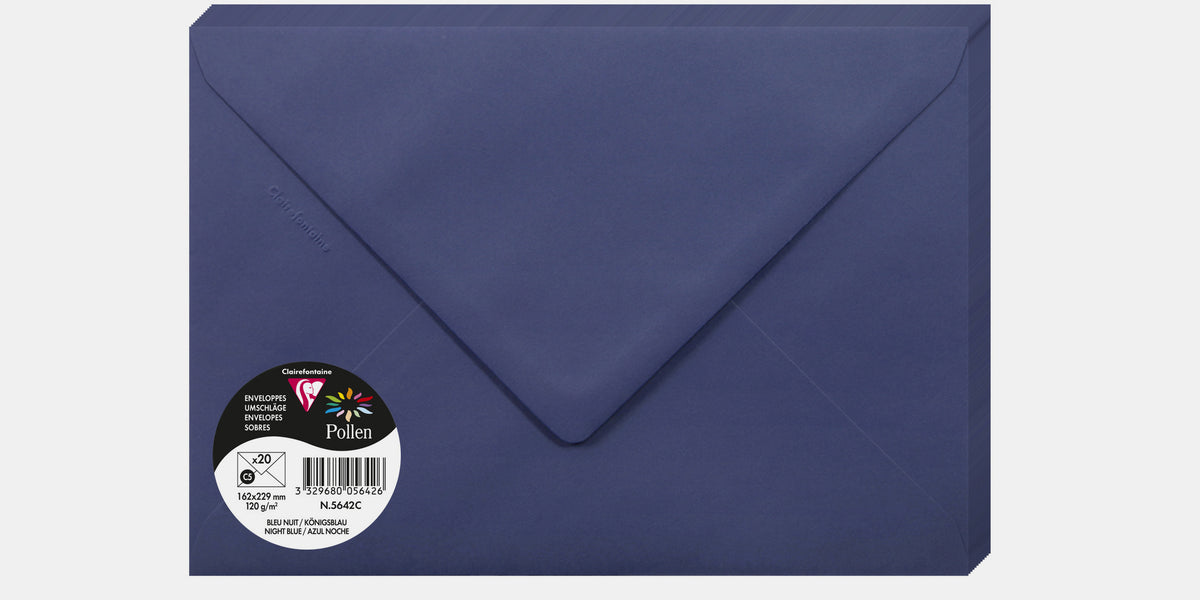 Clairefontaine 55722C - Paquet de 20 Enveloppes Gommées - Format C5  (16,2x22,9cm) - 120g/m² - Coloris Bleu Lavande - Invitation Evènements et