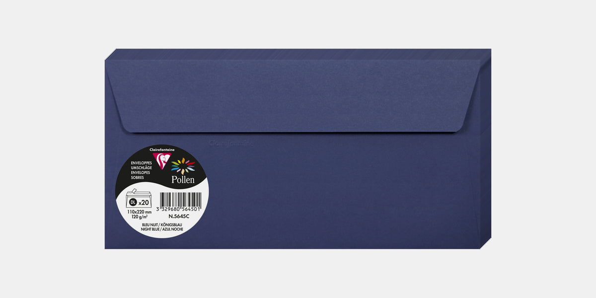 Clairefontaine Enveloppe couleur Jaune soleil DL 110 x 220 mm 120g  fermeture bande auto-adhésive - Boîte de 20