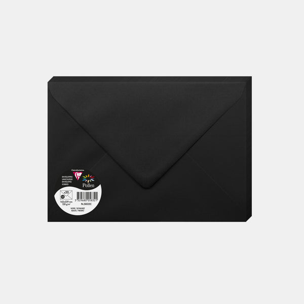Enveloppe 162x229 velin 120g noir Pollen