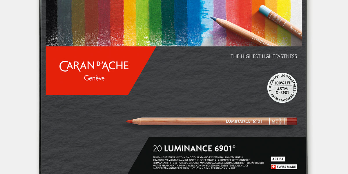Crayons De Couleur Caran D'Ache Luminance - Lot De 20 - Mine Crémeuse Haute Pigmentation - Bois De Cèdre FSC - Pour Portrait Et Art