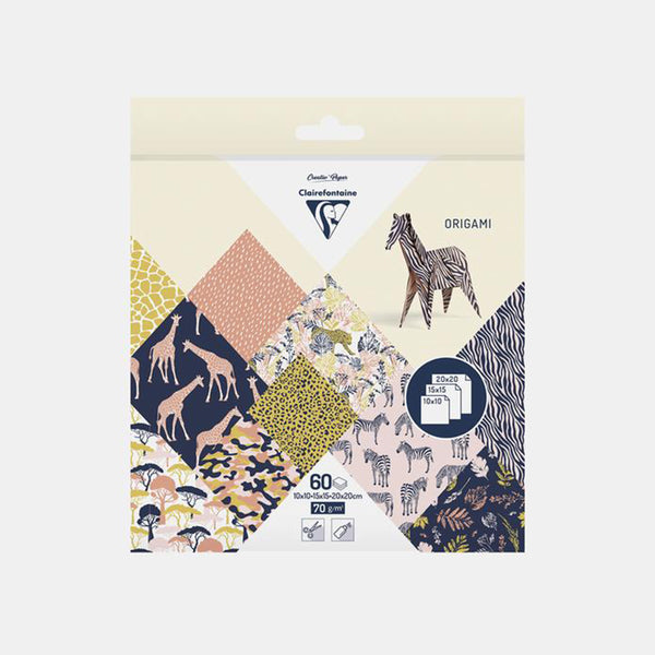 Origami-Papier 3 Größen – Safari – 60 Blatt