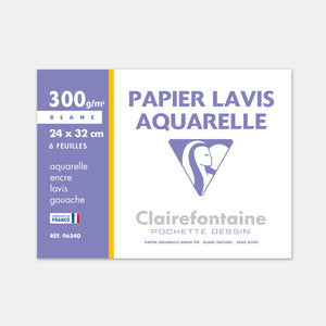 Pochette papier lavis aquarelle 300g - 24x32