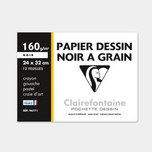 Pochette papier pour dessin noir 160g - 24x32
