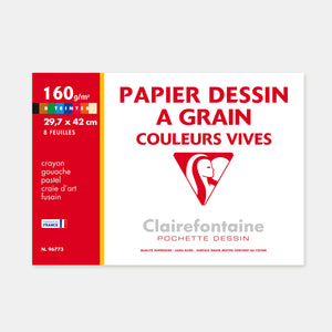 Pochette papier pour dessin couleur vives 160g - A3