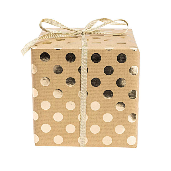 Kraft gift paper with golden polka dots