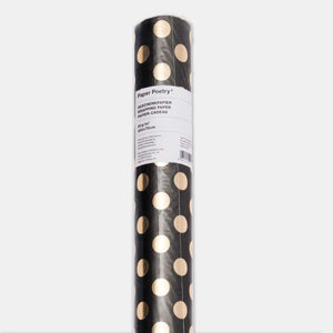 Black gift paper with gold polka dots