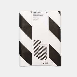 Paper bag Black and white flat bottom - medium