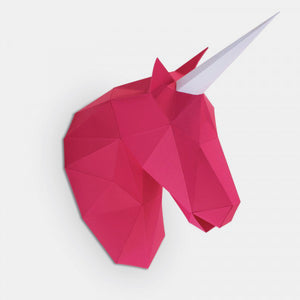 Little fuschia unicorn paper trophy