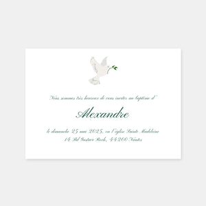 Classic plant dove baptism invitation