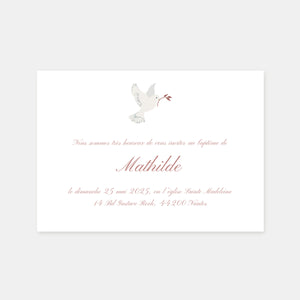 Classic floral dove baptism invitation