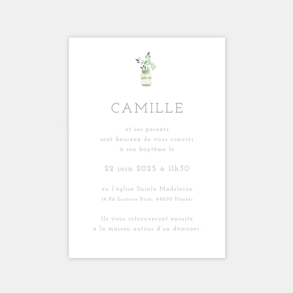 Watercolor chic country baptism invitation