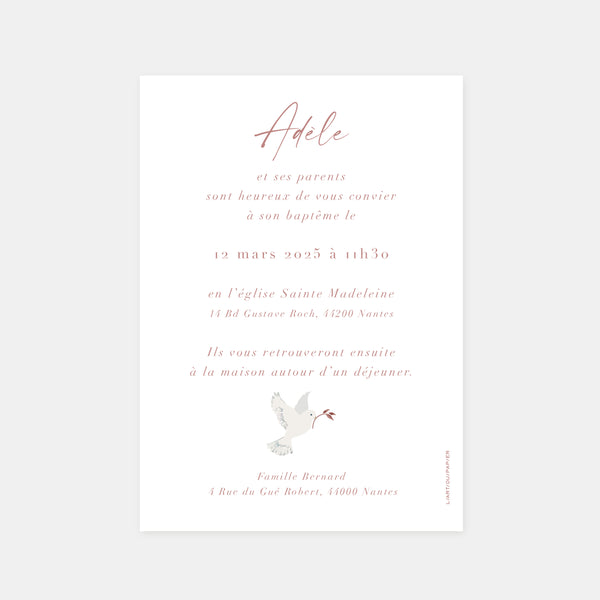 Flower dove baptism invitation