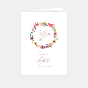 Flower dove baptism invitation